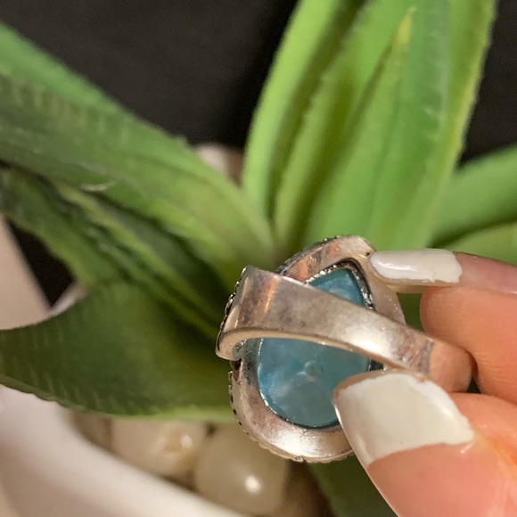 Stunning blue moonstone silver ring - Picture 2 of 8